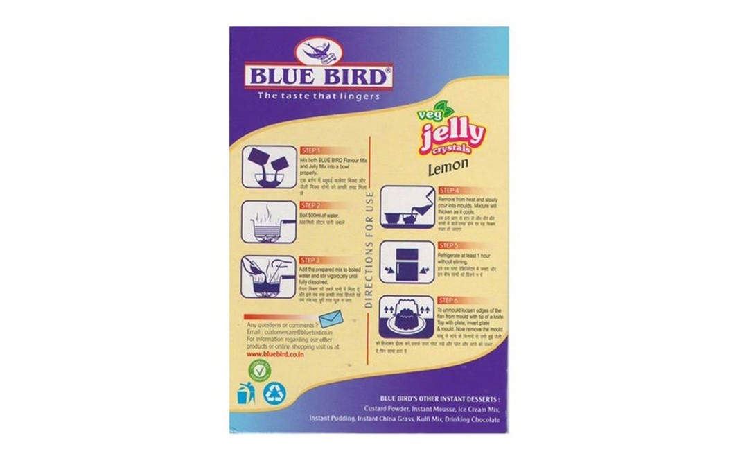 Blue Bird Veg jelly Crystals, Lemon Flavoured    Box  100 grams